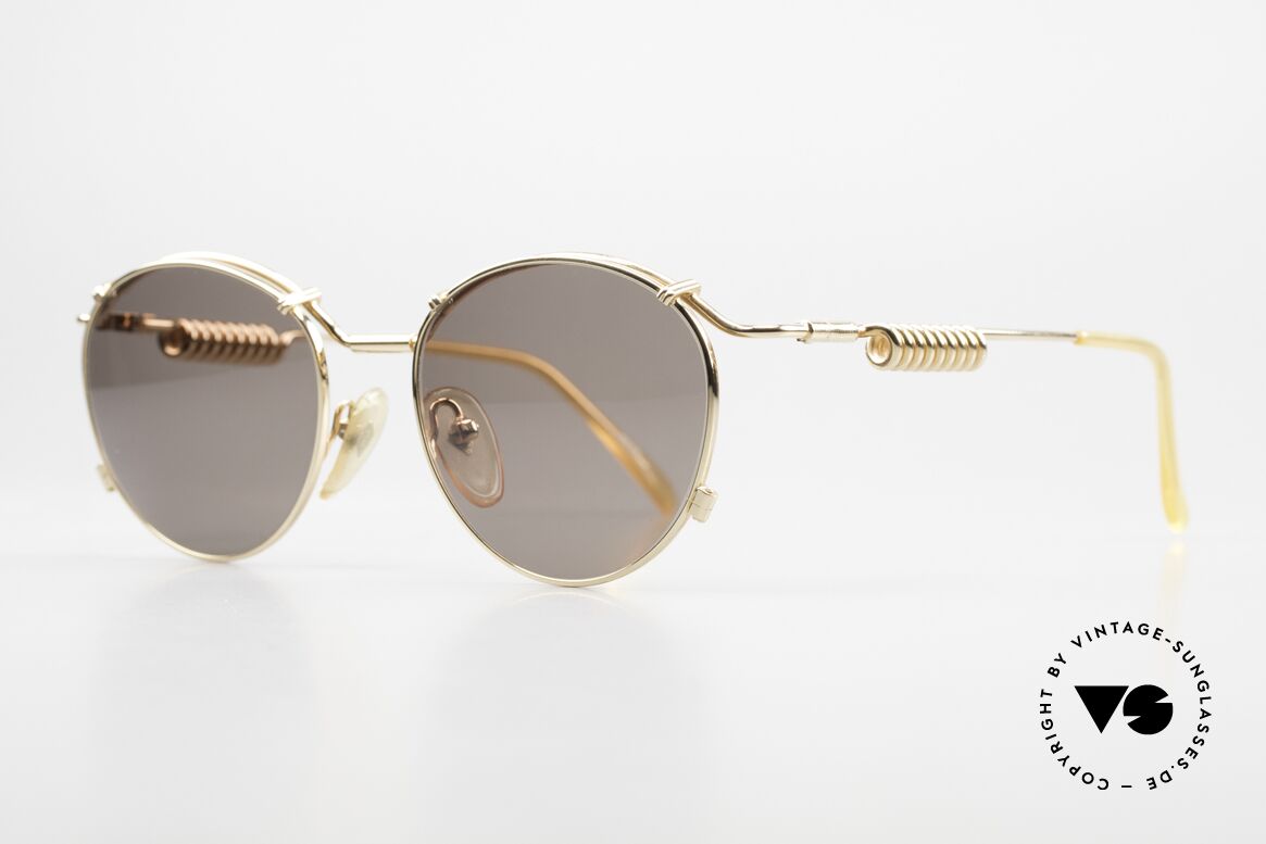 Jean Paul Gaultier 56-9174 Industrial 90's Sunglasses, the metal temples are shaped like current coil, Made for Men and Women