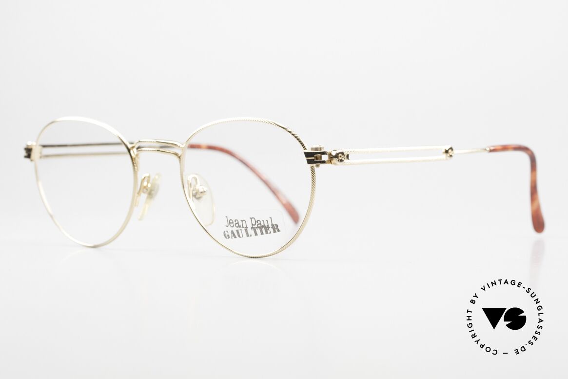 Jean Paul Gaultier 55-4176 Designer Eyewear Panto, 22kt GOLD-PLATED frame with original DEMO lenses, Made for Men and Women