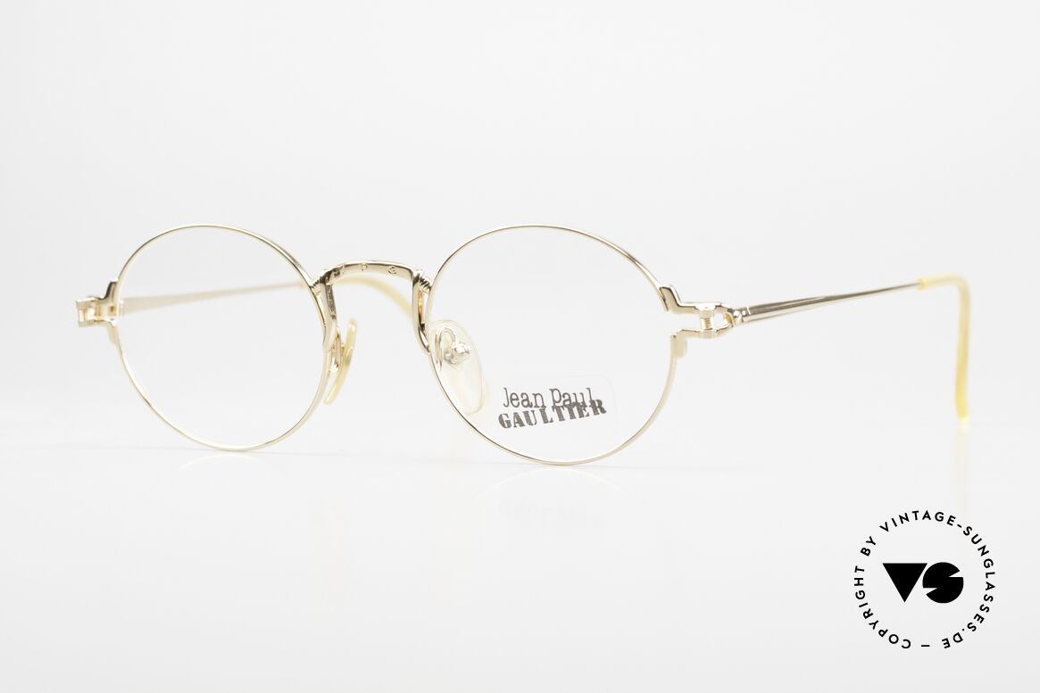 Jean Paul Gaultier 55-3171 Round 90's Frame Gold Plated, 1990's round Jean Paul GAULTIER vintage eyeglasses, Made for Men and Women