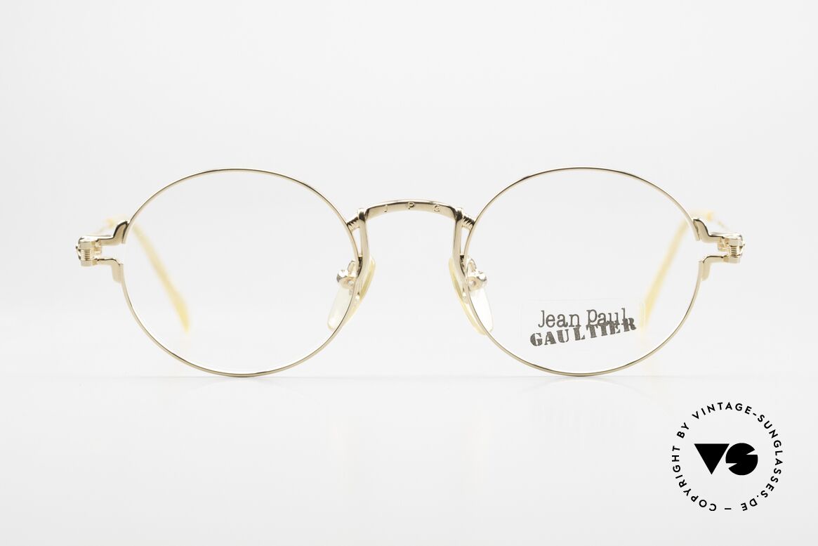 Jean Paul Gaultier 55-3171 Round 90's Frame Gold Plated, a kind of 'John Lennon Style' - just a timeless classic, Made for Men and Women