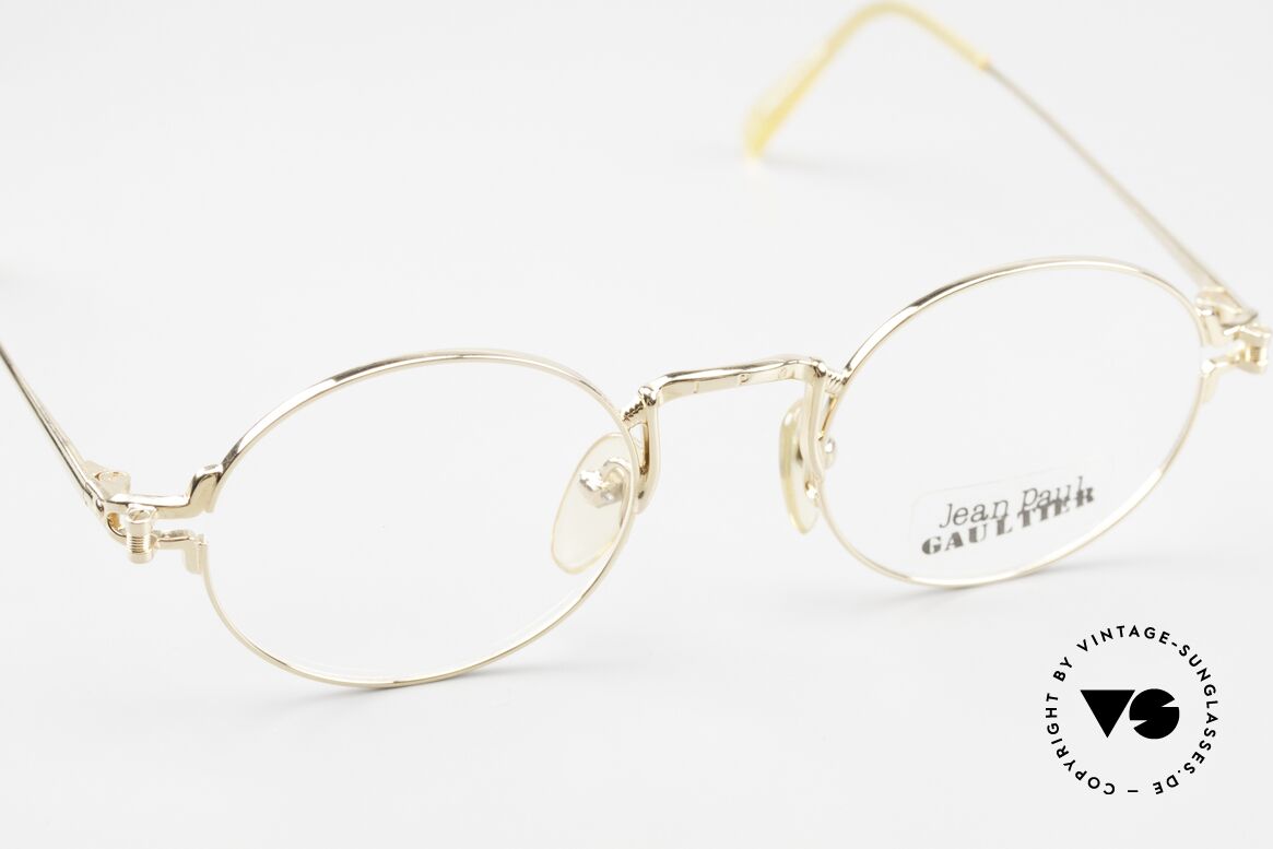 Jean Paul Gaultier 55-3171 Round 90's Frame Gold Plated, unworn (like all our old 90s Gaultier designer specs), Made for Men and Women