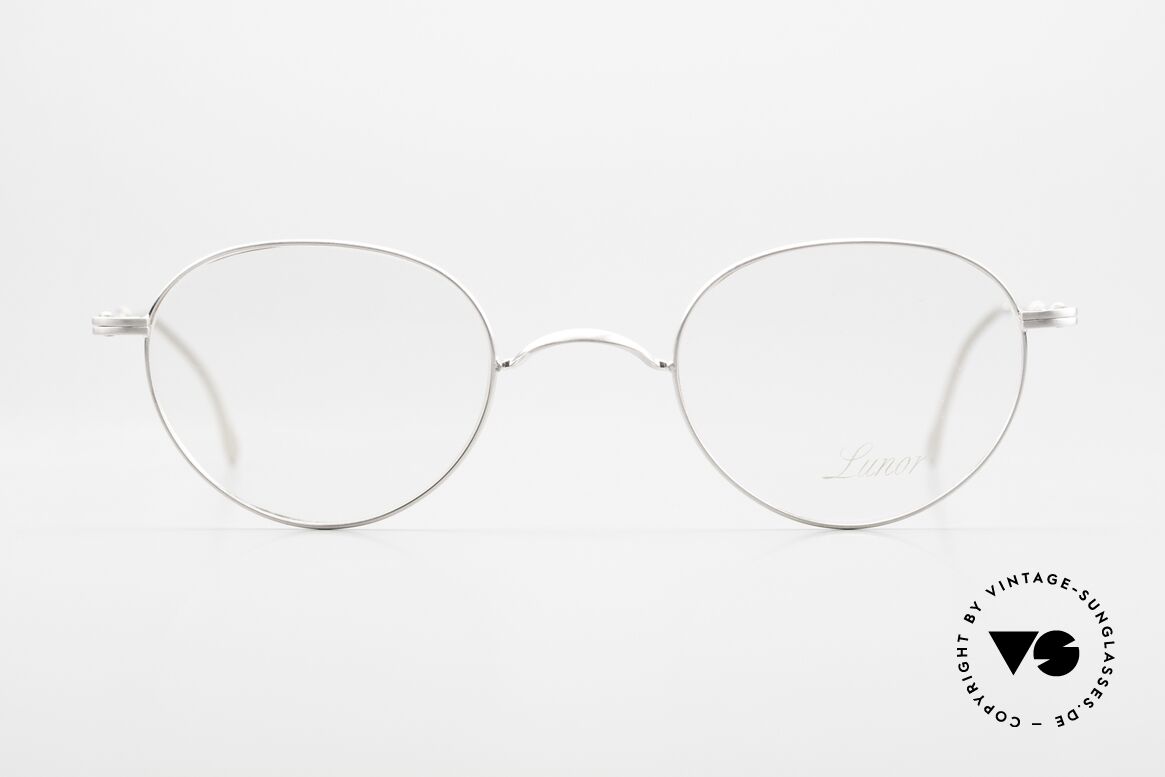 Lunor XX 405 Telescopic Platinum Satined Frame, Panto LUNOR glasses with extendable temples, Made for Men and Women