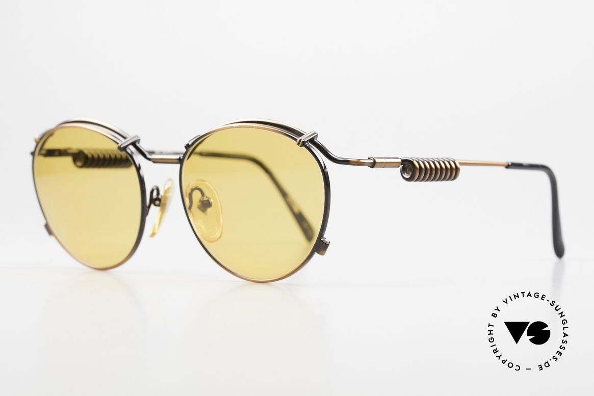 Jean Paul Gaultier 56-9174 Antique Copper Frame, the metal temples are shaped like current coil, Made for Men and Women