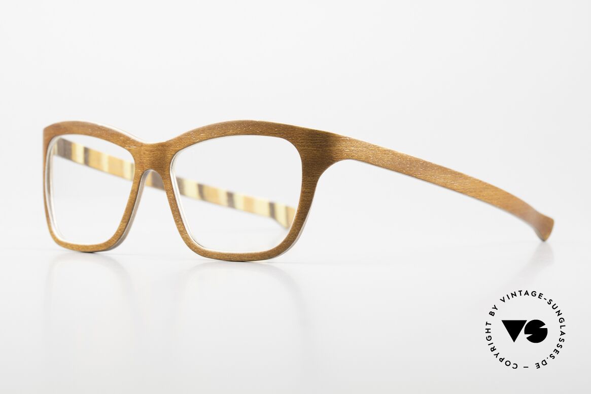 W-Eye 404 Unisex Wooden Eyeglasses, combined with aluminum foil; see www.w-eye.it, Made for Men and Women