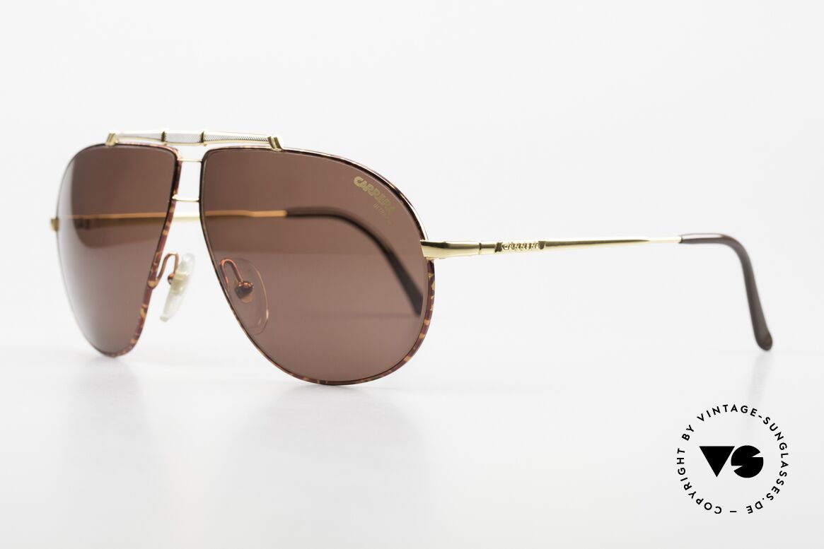 Carrera 5401 Large With Polarized Sun Lenses, vintage rarity in top quality, gold-plated & chestnut, Made for Men