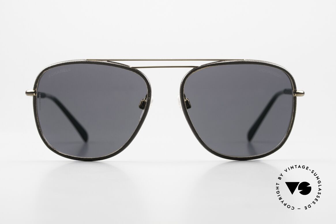 Chanel 4230 Luxury Sunglasses Leather, unisex sunglasses; frame front is covered with leather, Made for Men and Women