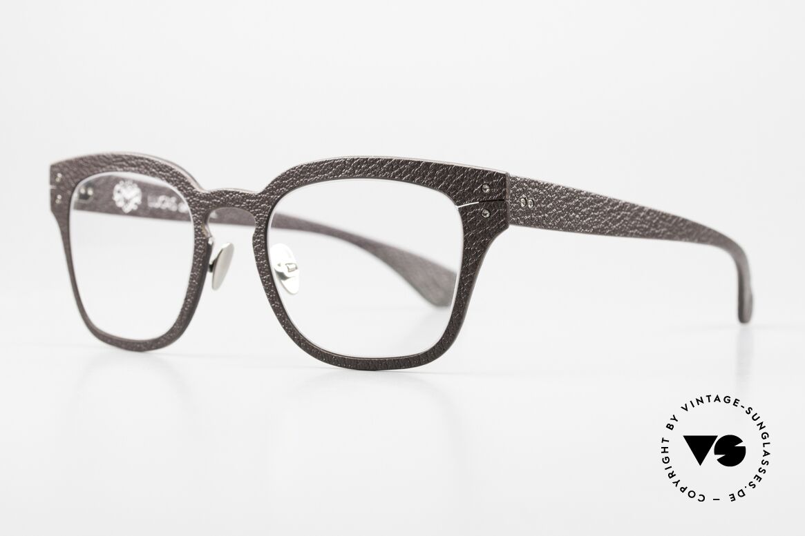 Lucas de Stael Monsieur Seguin 03 Square Panto Specs Leather, timeless square panto frame design; handmade in France, Made for Men