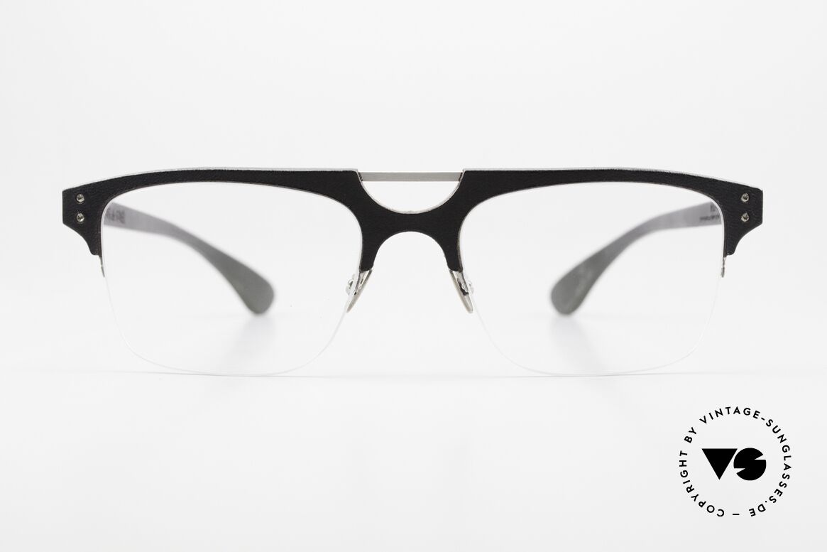 Lucas de Stael Minotaure Thin 15 Glasses With Leather Cover, striking square men's eyeglasses; handmade in France, Made for Men