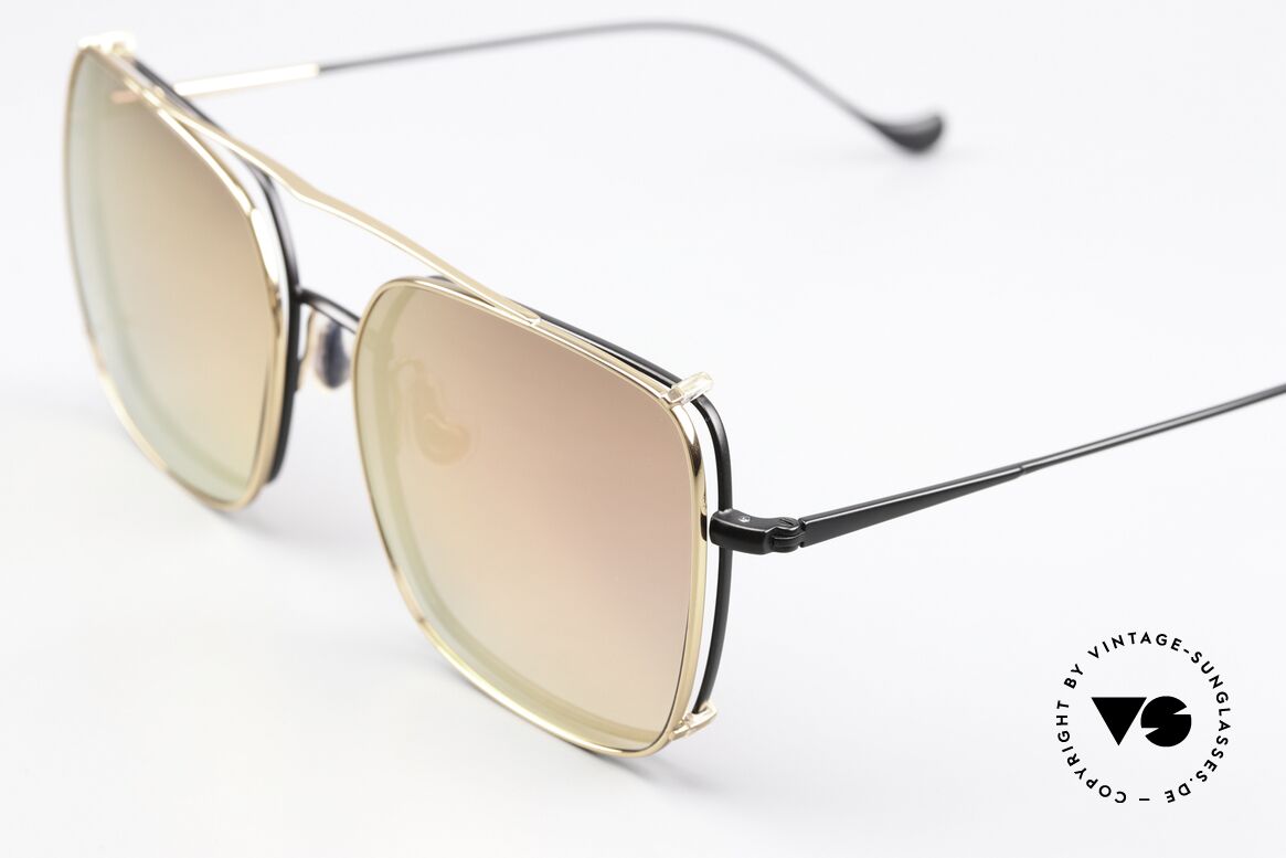 Caroline Abram Valeria Gold Mirrored Clip-On, symbolic of the Sixites vintage style of Miami, Made for Women