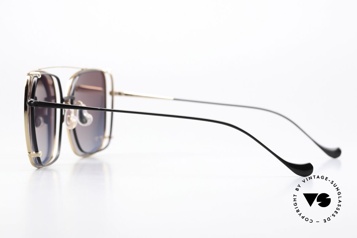 Caroline Abram Valeria Gold Mirrored Clip-On, black frame with rosé gold-mirrored CLIP-ON, Made for Women