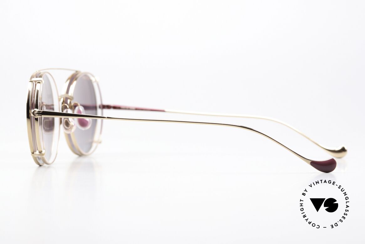 Caroline Abram Virginia Ladies Sunglasses Clip-On, claret/rosé gold frame & gold-mirrored clip-on, Made for Women