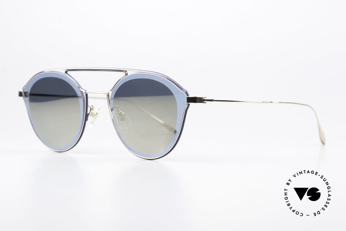 Yuichi Toyama US-016 Elegant Mirrored Sunnies, color 03 = gold / dark blue & crystal blue acetate, Made for Women