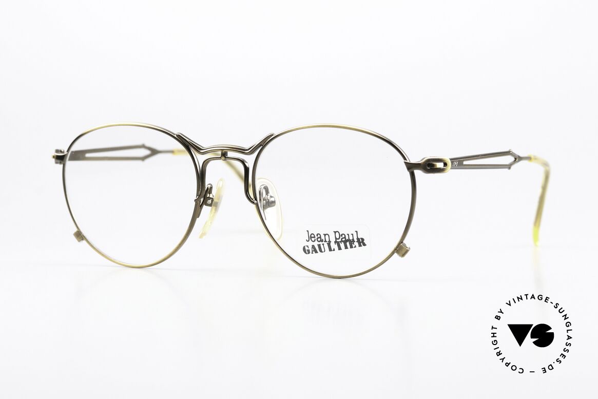 Jean Paul Gaultier 55-2177 Metallic Smoke Gold Frame, extraordinary vintage JP Gaultier designer eyeglasses, Made for Men and Women