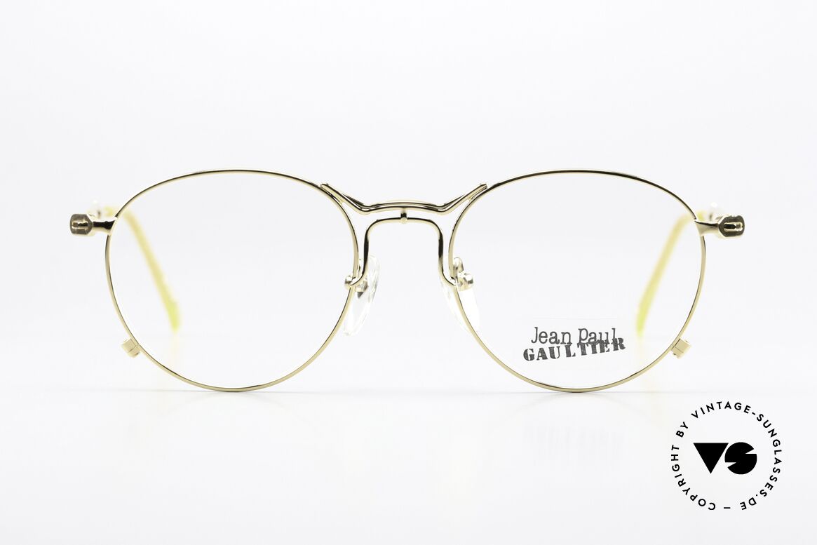 Jean Paul Gaultier 55-2177 Rare Specs Large Size 51mm, titanium frame, 22ct GOLD-PLATED, made in JAPAN, Made for Men and Women