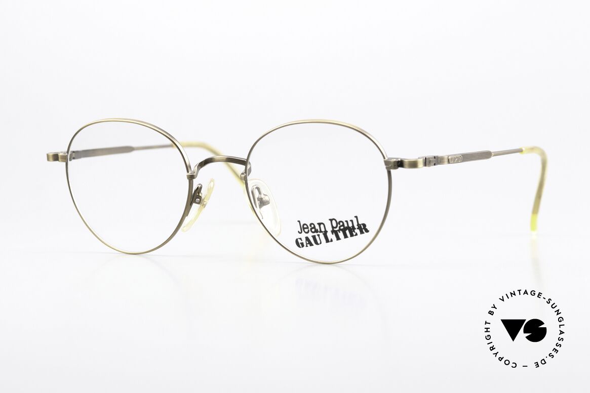 Jean Paul Gaultier 55-1174 Antique Burnt Gold By JPG, round vintage designer eyeglasses by J.P. GAULTIER, Made for Men and Women