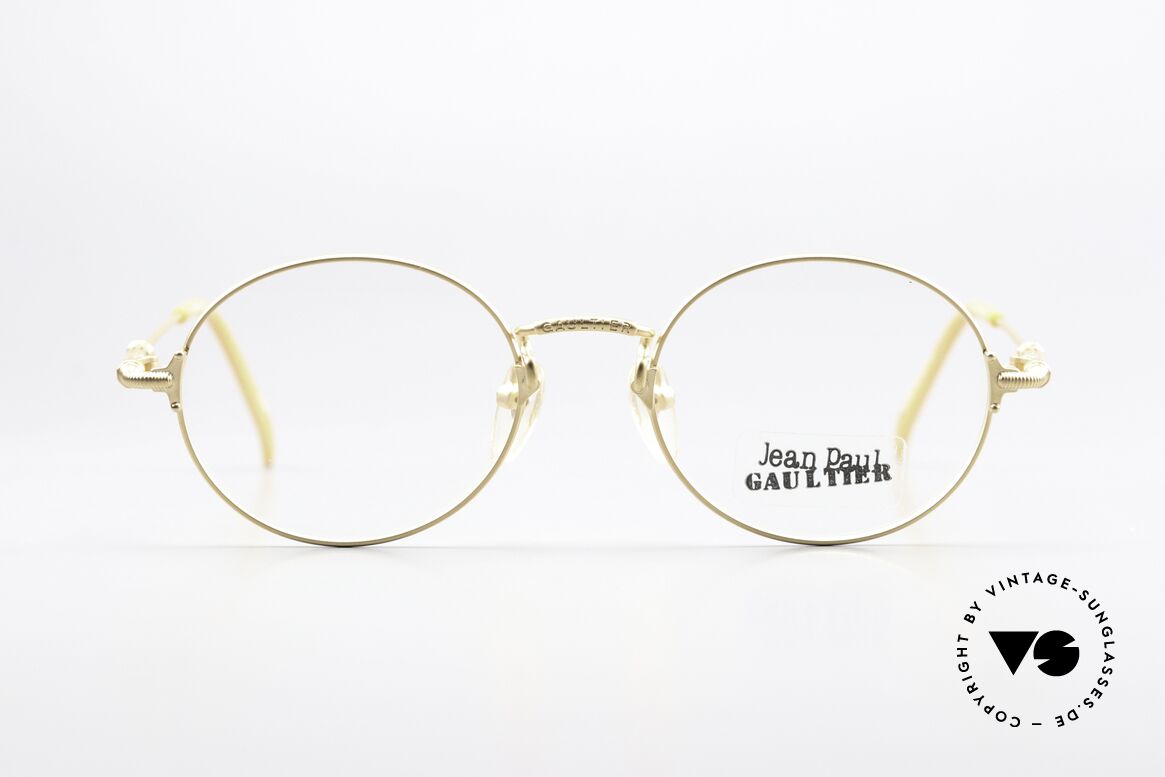 Jean Paul Gaultier 55-6109 Round Vintage Specs 90s, GP: GOLD PLATED metal frame in medium size 48/19, Made for Men and Women