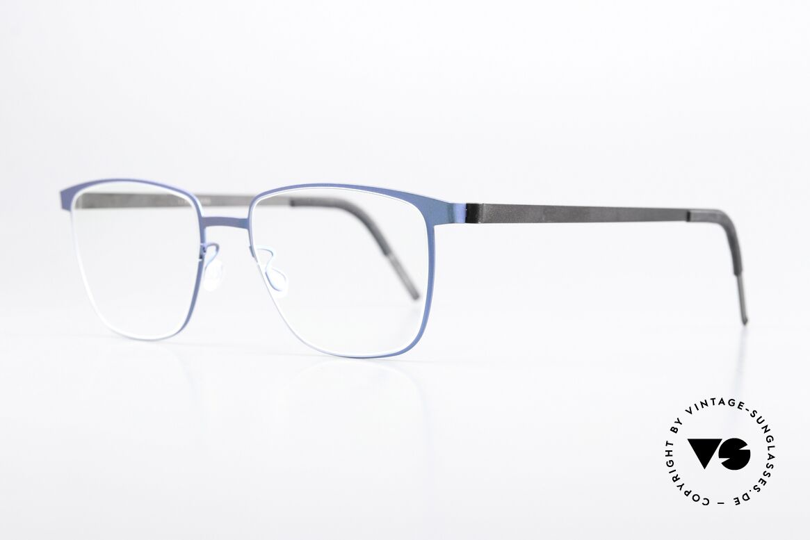 Lindberg 9612 Strip Titanium Square Frame Blue Metallic, light as a feather but extremely stable & very durable, Made for Men and Women