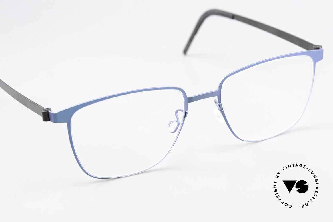 Lindberg 9612 Strip Titanium Square Frame Blue Metallic, unworn, new old stock with original case by Lindberg, Made for Men and Women