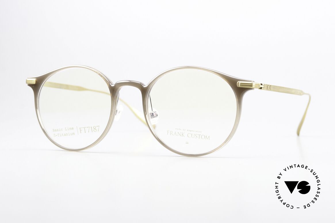 Frank Custom FT7187 Panto Eyewear Titanium, Frank Custom Eyeglasses, FT7187, size 49-19, 142, Made for Men and Women