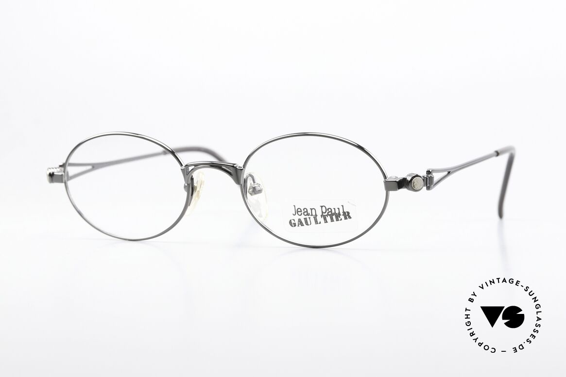 Jean Paul Gaultier 56-7202 Oval Frame Gunmetal Finish, orig. vintage Jean Paul Gaultier designer eyeglasses, Made for Men and Women