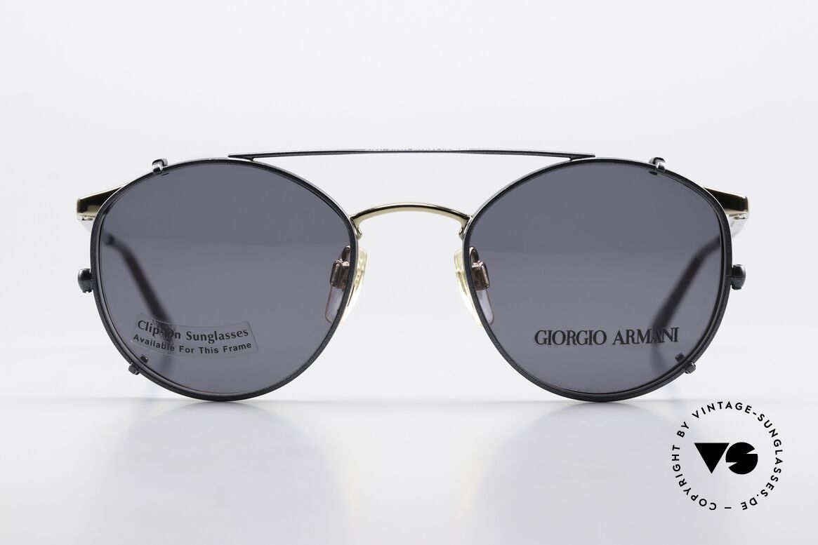 Giorgio Armani 163 Clip On 132 Panto Glasses, timeless vintage Giorgio Armani designer eyeglasses, Made for Men