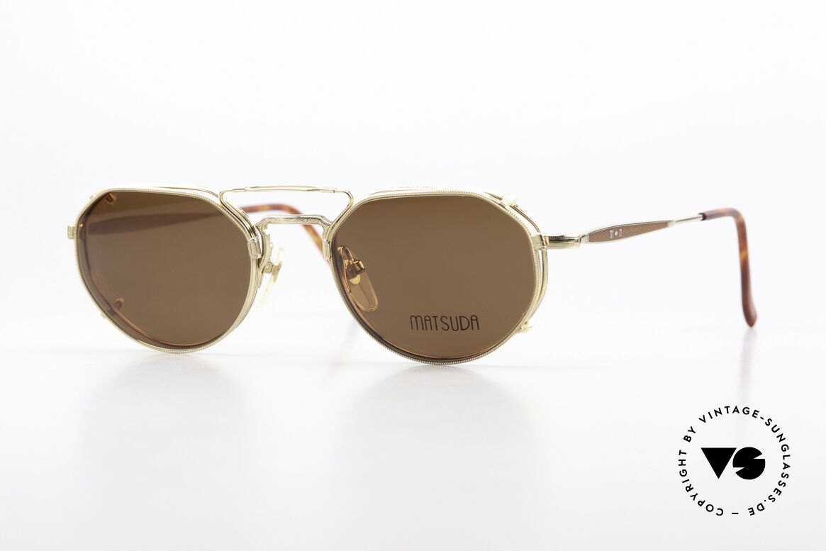 Matsuda 2867 Clip On Frame Gold Plated, Matsuda 2867 in size 46-20, 145mm, 22ct gold-plated, Made for Men and Women
