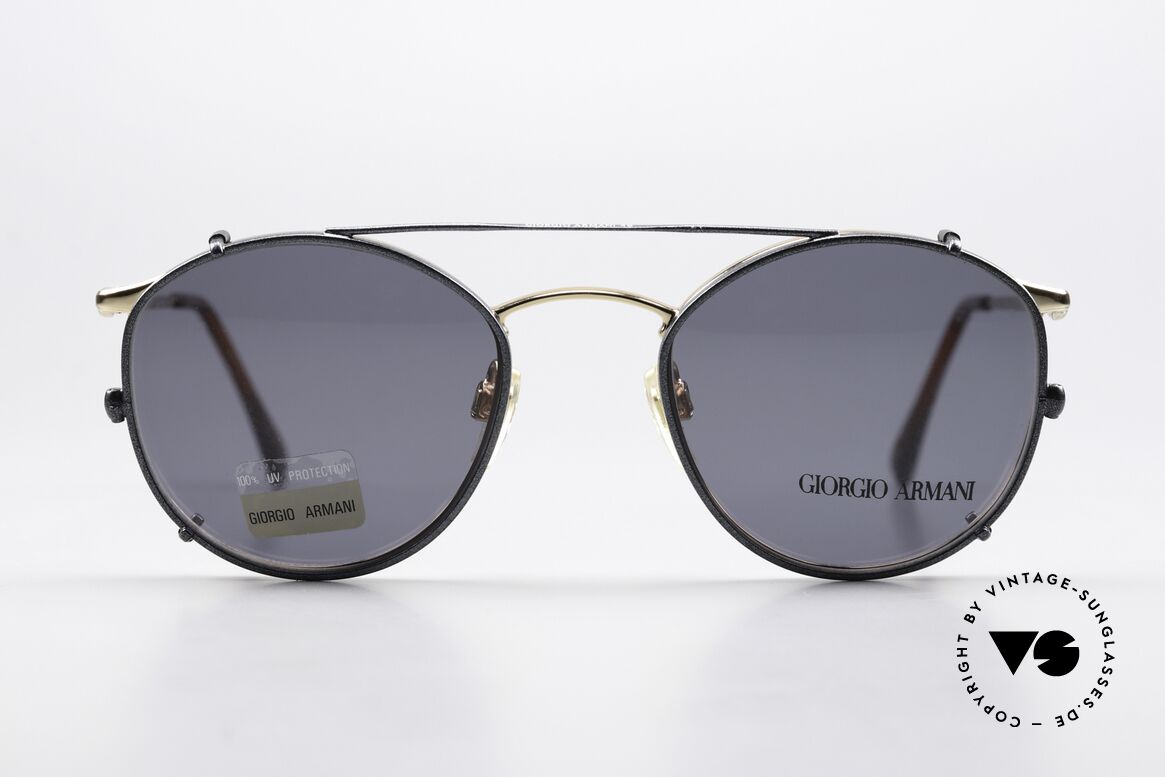 Giorgio Armani 132 With Blue Metallic Clip On, world famous 'panto'-design .. a real eyewear classic, Made for Men and Women