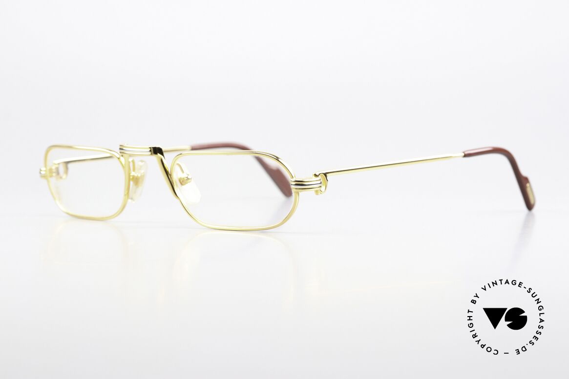 Cartier Demi Lune LC - M Most Famous Size From 1987, this pair with Louis Cartier decor & 22ct gold-plated frame, Made for Men and Women