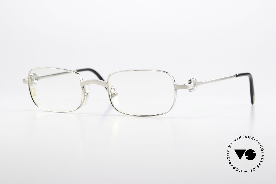 Cartier Dreamer - S 90s Frame Brushed Platinum, rare CARTIER vintage luxury eyeglasses from 1999, Made for Men and Women