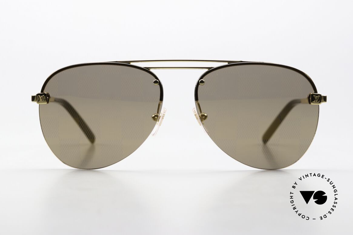 Louis Vuitton Clockwise Gold With Damier Checker Lens, original Louis Vuitton sunglasses, CLOCKWISE, Made for Men