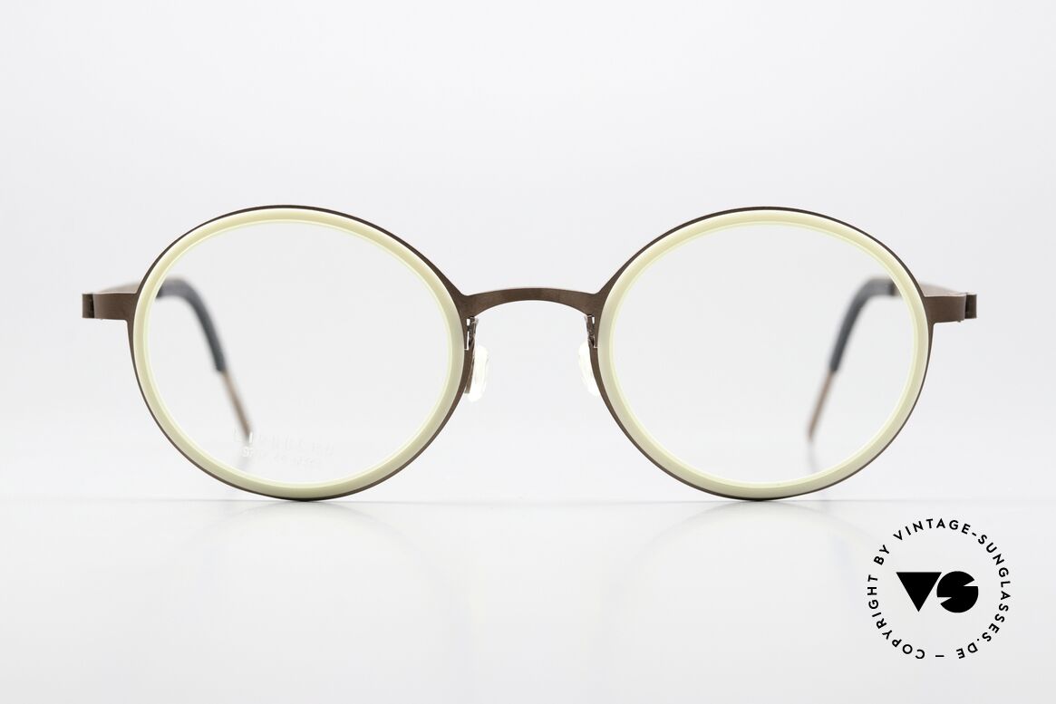 Lindberg 9707 Strip Titanium Round Titanium Frame Unisex, model 9707, size 46/22, color U12 (bronze and cream), Made for Men and Women