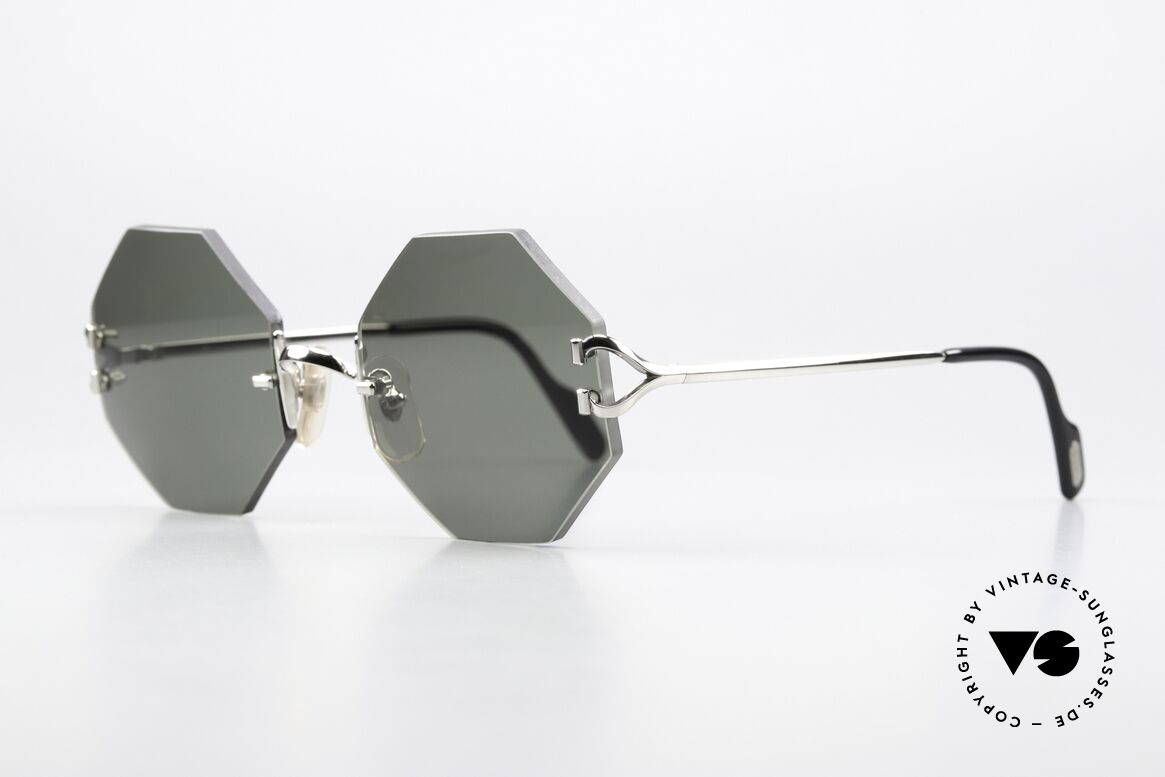 Cartier Rimless Octag Rimless Octagonal Shades, customized by our optician; MEDIUM size (130mm), Made for Men and Women