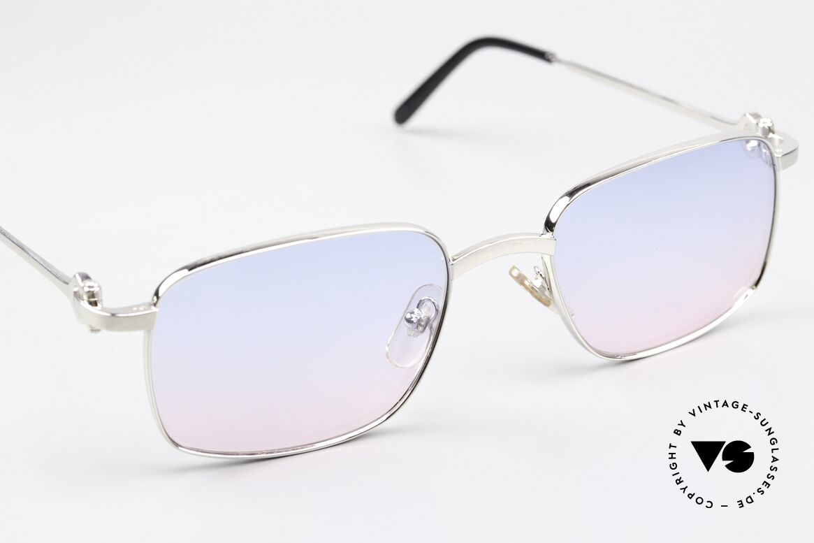 Cartier Temper 90's Frame Brushed Platinum, with new, fancy lenses (baby-blue / pink gradient), Made for Men