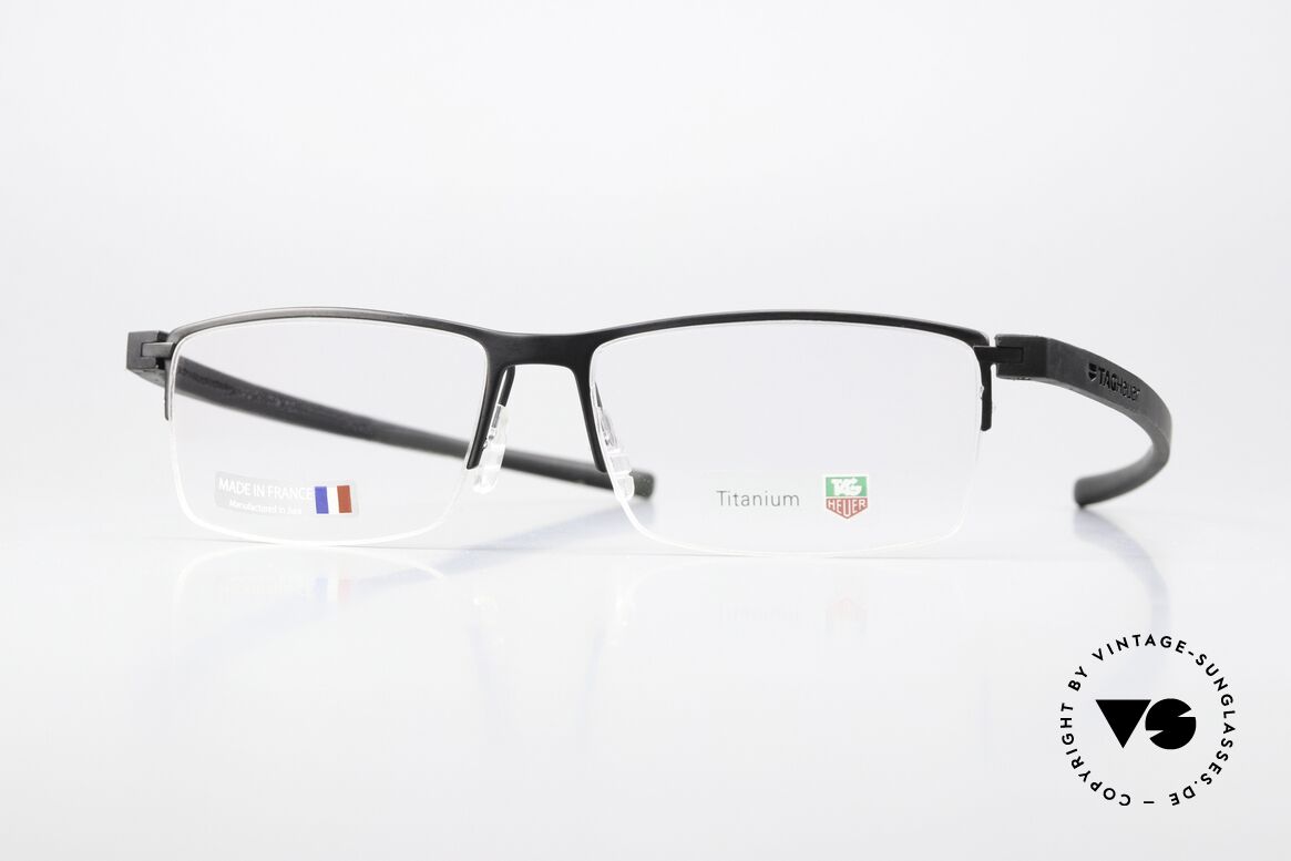 Tag Heuer 3921 Reflex Sporty Elastomer Temples, Tag Heuer glasses TH 3921, col. 001, size 56-16, Made for Men