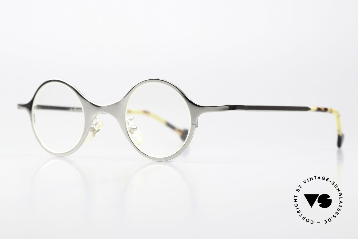 L.A. Eyeworks Steincrump Small Round Frame 1998, vintage round unisex metal glasses (chrome-silver shiny), Made for Men and Women