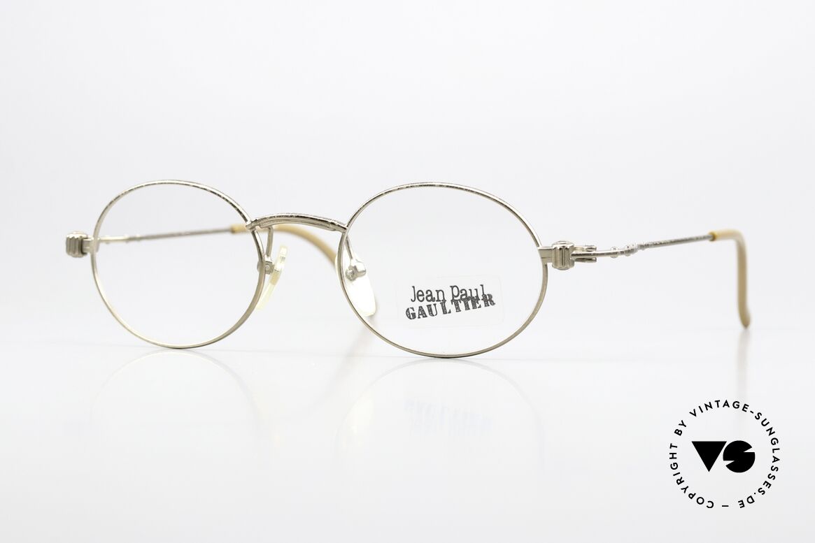 Jean Paul Gaultier 55-6105 Vintage Frame Antique Gold, oval vintage glasses by Jean Paul Gaultier from 1997, Made for Men and Women