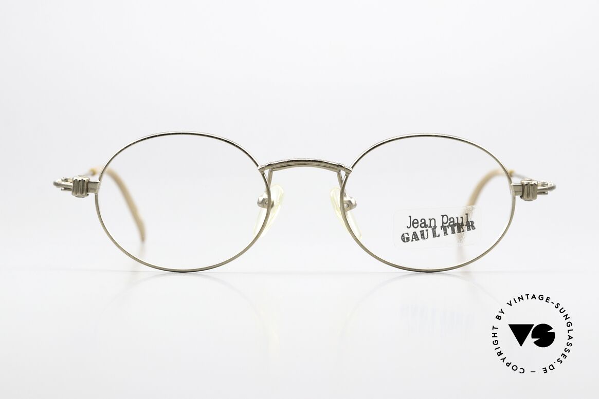 Jean Paul Gaultier 55-6105 Vintage Frame Antique Gold, lightweight frame with many fancy details, size 47/20, Made for Men and Women