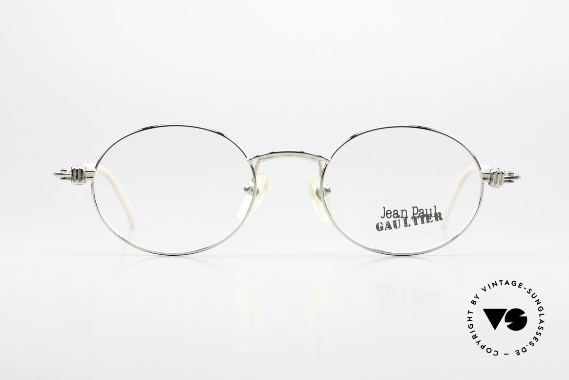 Jean Paul Gaultier 55-6105 Oval 90's Japan Eyewear, lightweight frame with many fancy details, size 49/20, Made for Men and Women