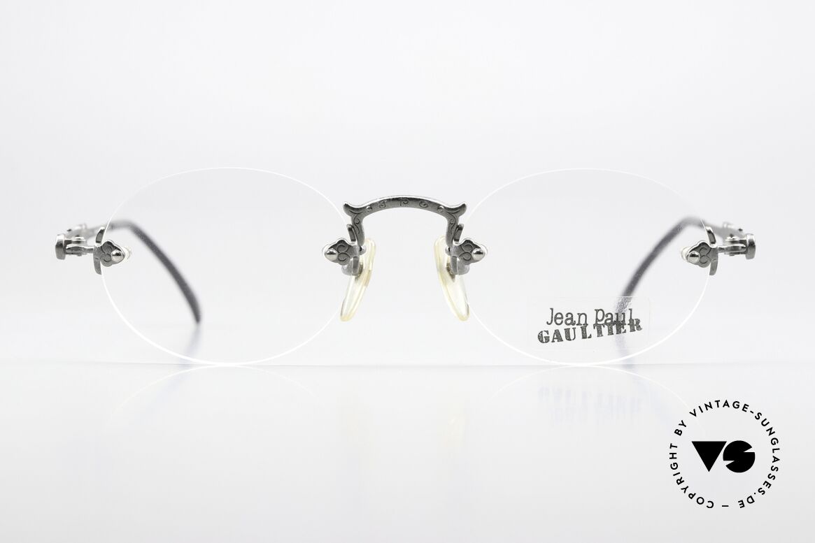 Jean Paul Gaultier 55-4172 Rimless 90s Designer Glasses, 90's vintage designer eyeglass-frame by J.P. Gaultier, Made for Men and Women