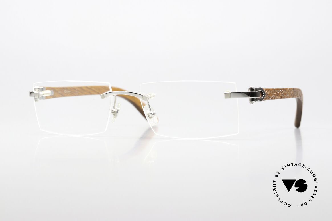 Cartier Formentera Africa Bubinga Wood Glasses, rimless CARTIER luxury eyeglasses; Bubinga Wood, Made for Men