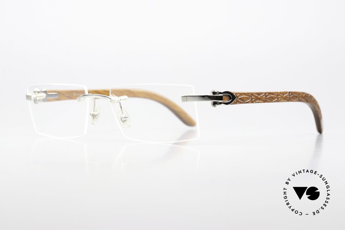 Cartier Formentera Africa Bubinga Wood Glasses, platinum-plated, size 54x18, orig. ID-No. T8100906, Made for Men