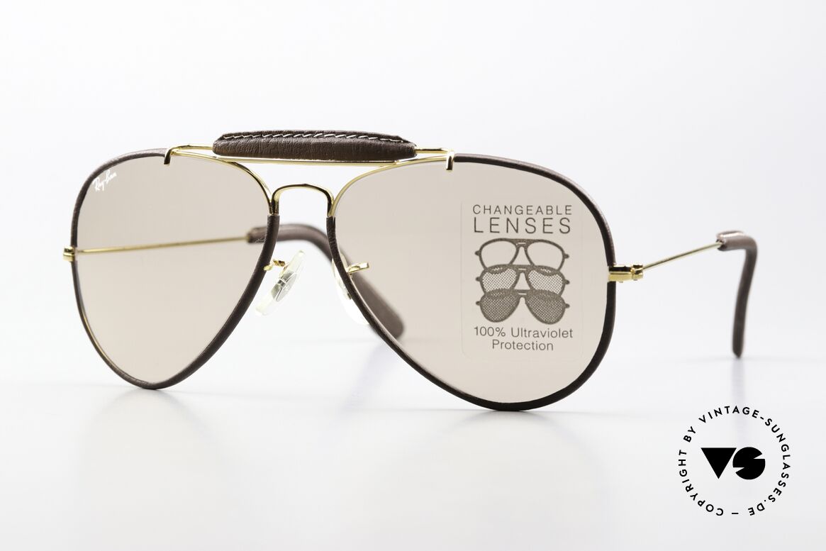 Ray Ban Outdoors Leathers Changeable 58mm Lenses, Ray-Ban Outdoorsman sunglasses, made in USA, Made for Men and Women