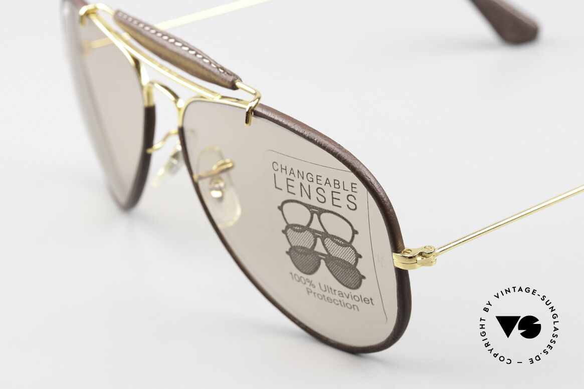 Ray Ban Outdoors Leathers Changeable 58mm Lenses, untouched, unworn 80s model with full packaging, Made for Men and Women