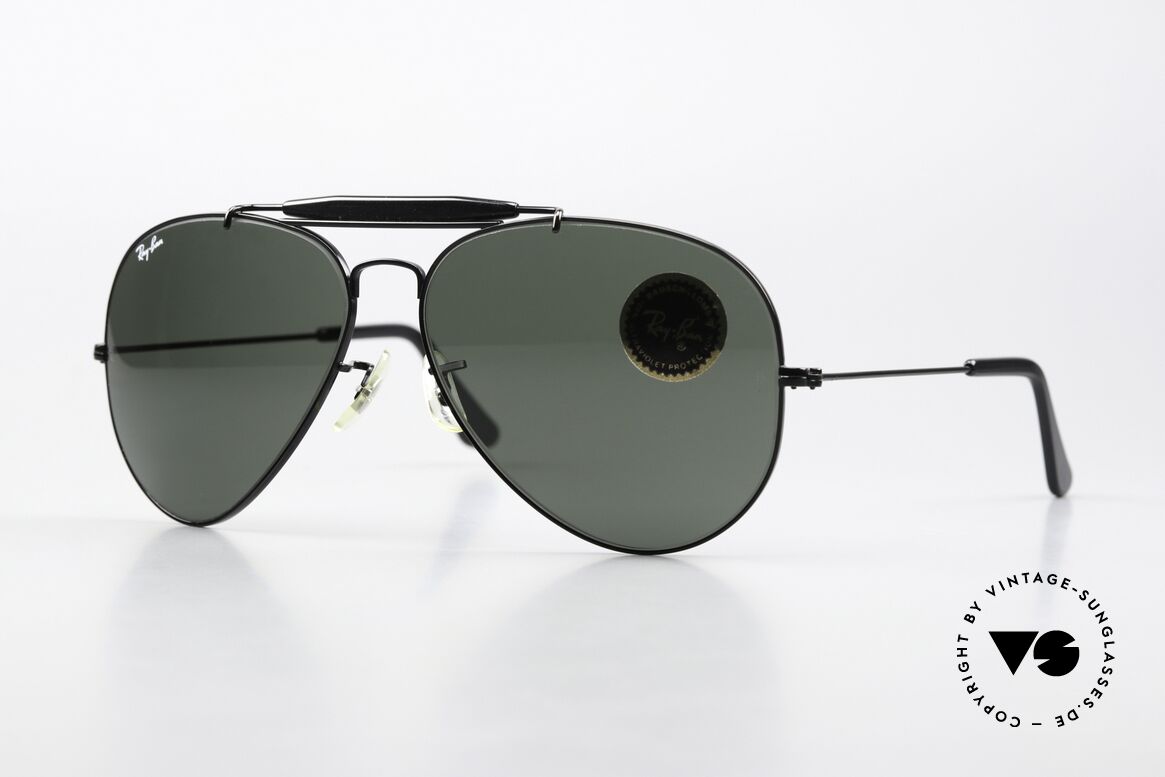 Ray Ban Outdoorsman II G15 Black Chrome Edition, legendary Ray-Ban USA B&L aviator sunglasses, Made for Men