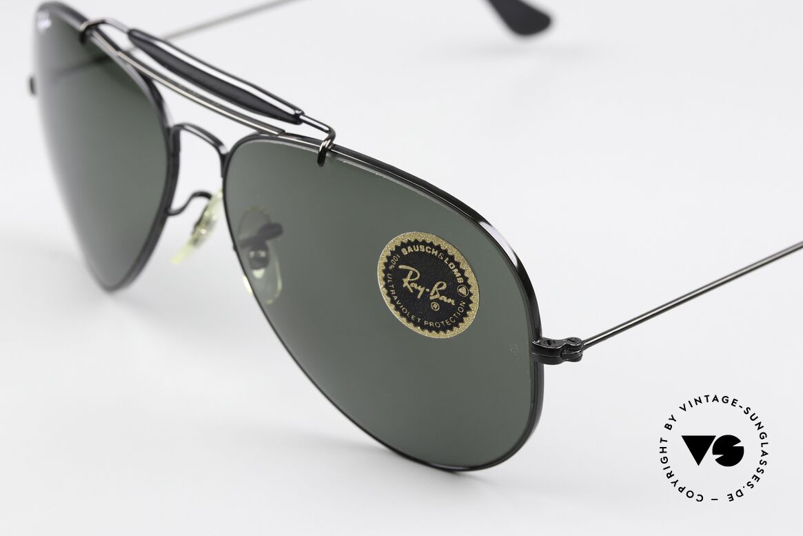 Ray Ban Outdoorsman II G15 Black Chrome Edition, high-end green G15 sun lenses with B&L engraving, Made for Men