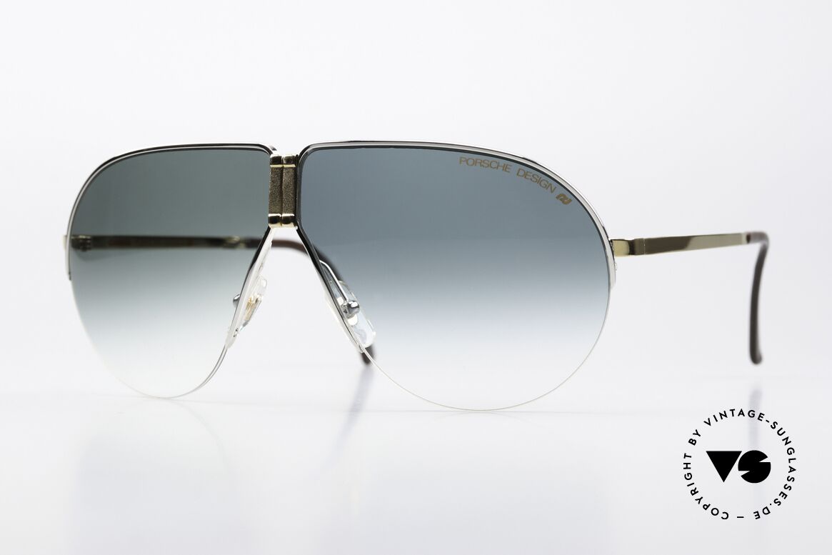 Porsche 5628 Bicolor In Gold And Silver, practical PORSCHE folding 1980's vintage sunglasses, Made for Men