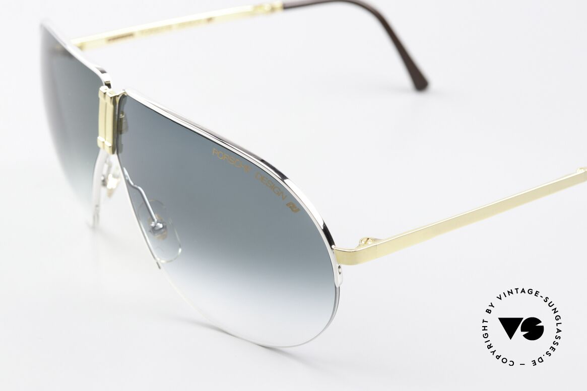 Porsche 5628 Bicolor In Gold And Silver, unworn (like all our vintage PORSCHE Carrera shades), Made for Men