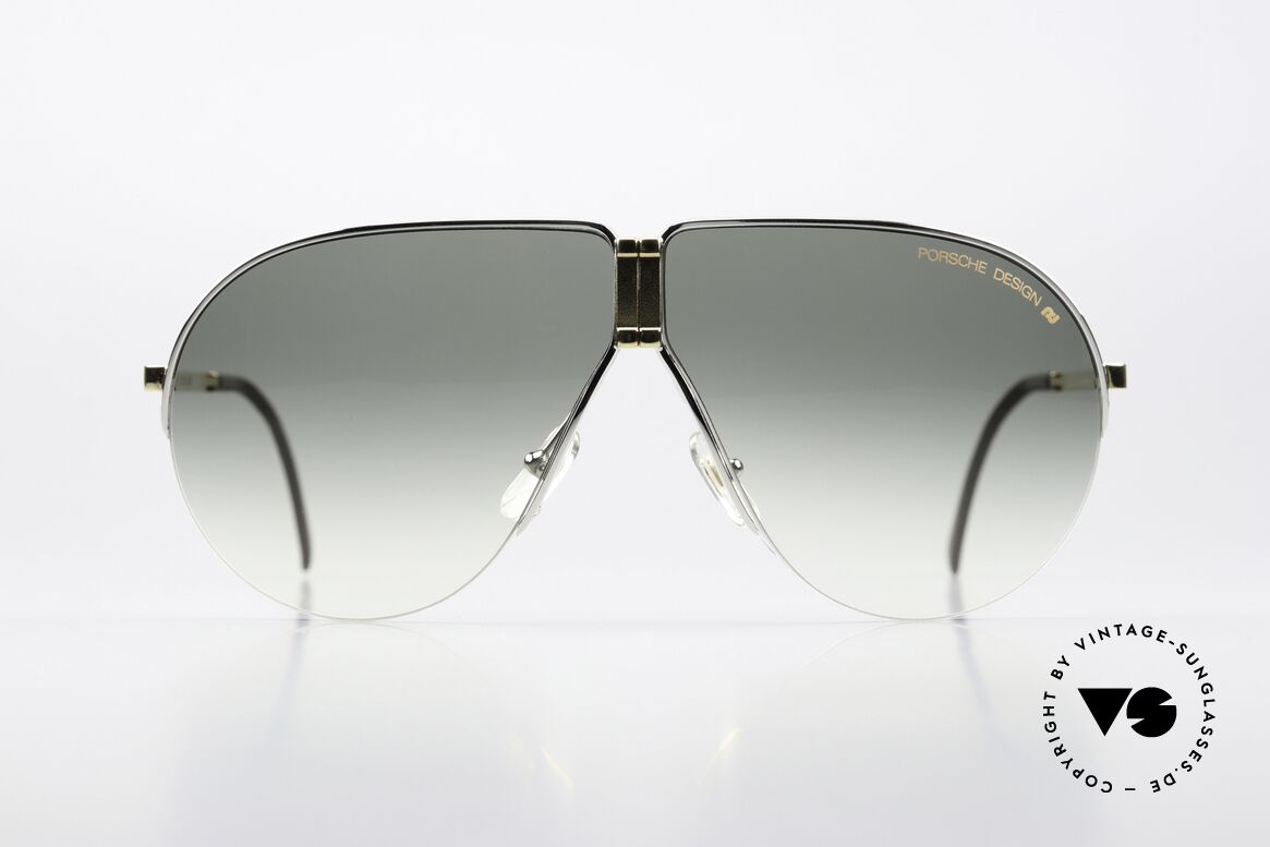 Porsche 5628 Bicolor In Gold And Silver, practical PORSCHE folding 1980's vintage sunglasses, Made for Men