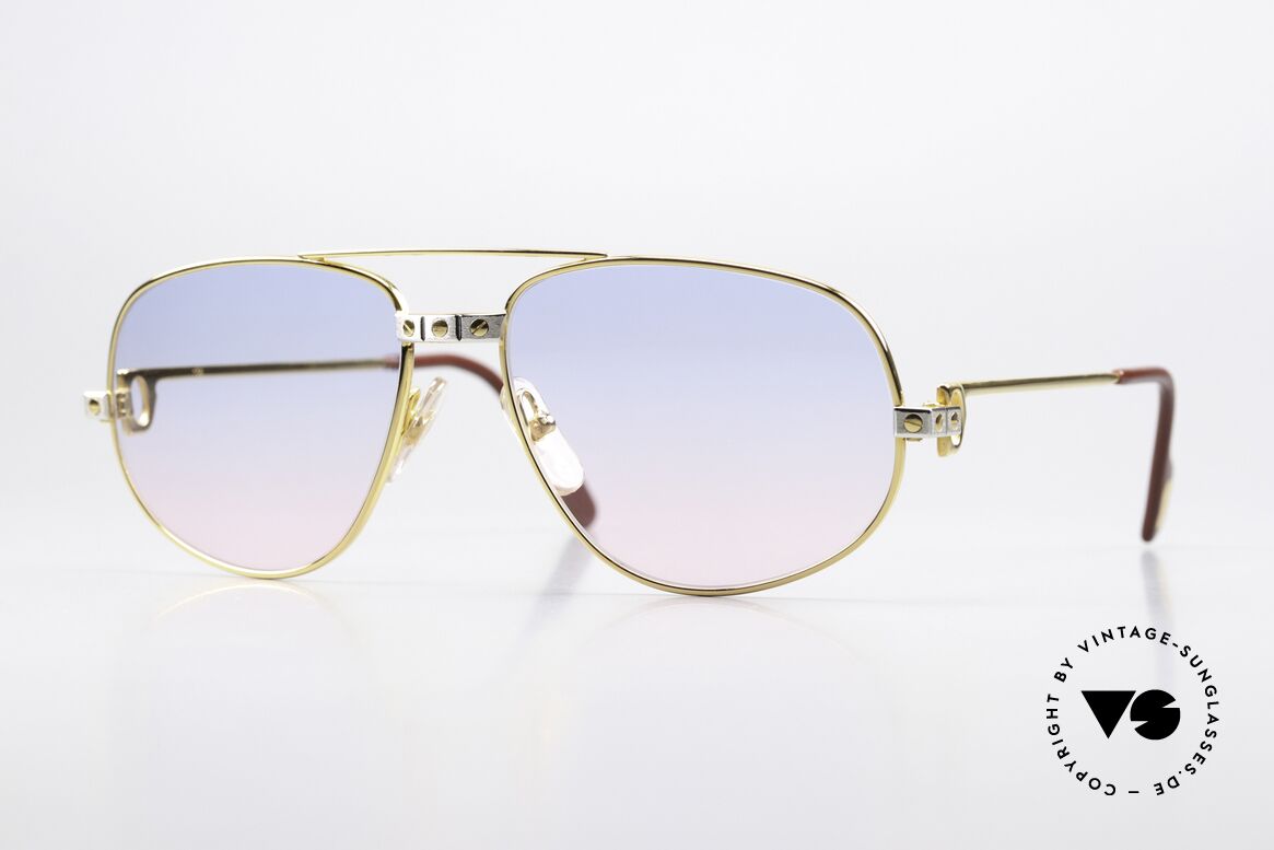 Cartier Romance Santos - M Babyblue Pink Gradient Lens, vintage CARTIER sunglasses; model ROMANCE SANTOS, Made for Men and Women