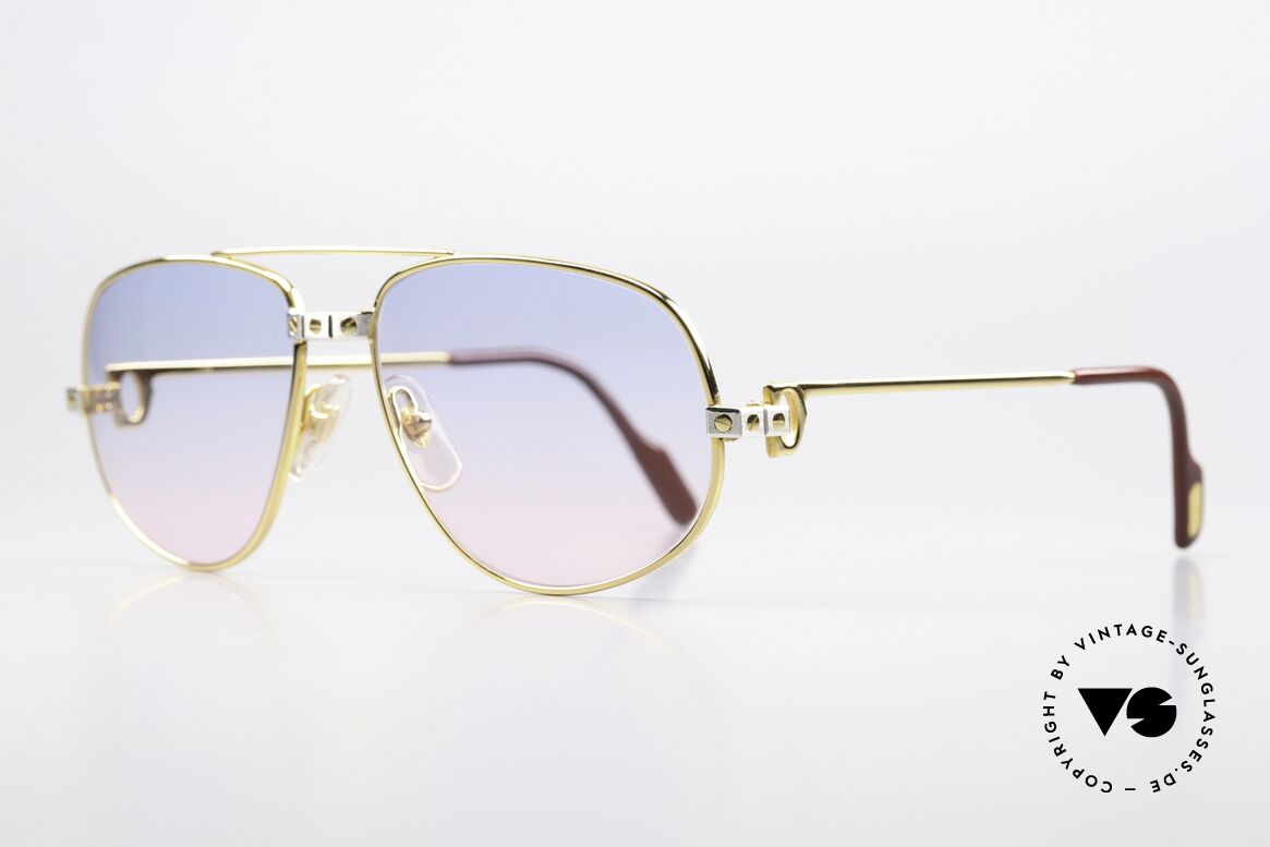Cartier Romance Santos - M Babyblue Pink Gradient Lens, this pair (with SANTOS decor) is MEDIUM size 56-16, 135, Made for Men and Women